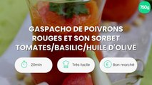 Gaspacho de poivrons rouges et son sorbet tomates/basilic/huile d'olive