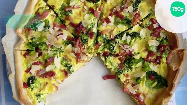 Quiche aux lardons, brocolis et amandes