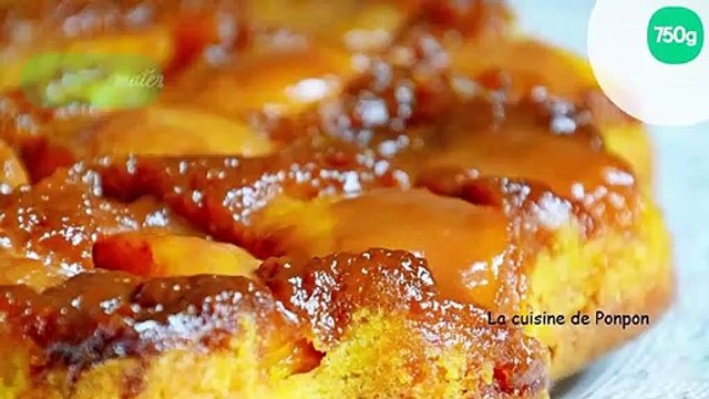 Gâteau renversé aux pêches caramélisées