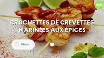 Brochettes de crevettes marinées aux épices