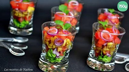 Verrines de poulet épicé au curry