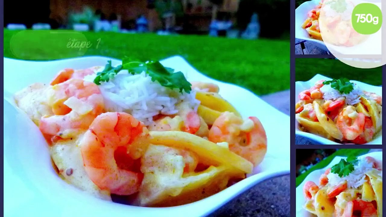 Curry de crevettes, mangue et lait de coco