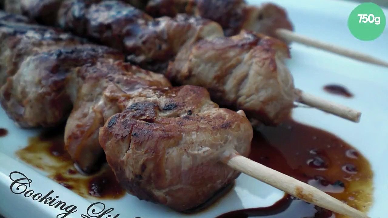 Brochettes de porc façon yakitori