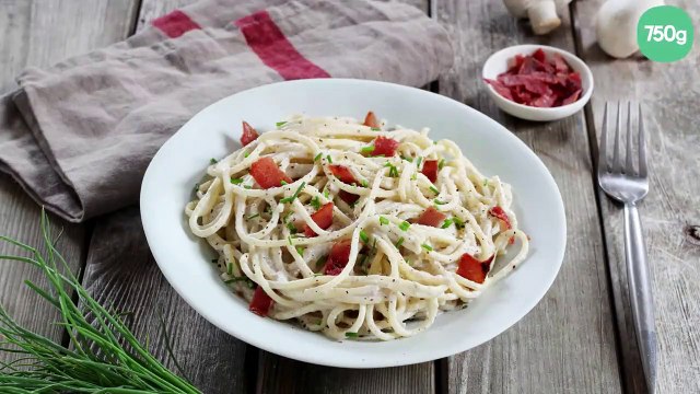 Spaghetti 3 minuti à la crème express de champignons