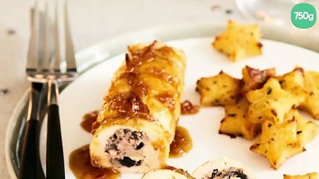 Filets de poulet fermier farcies aux champignons et foie gras