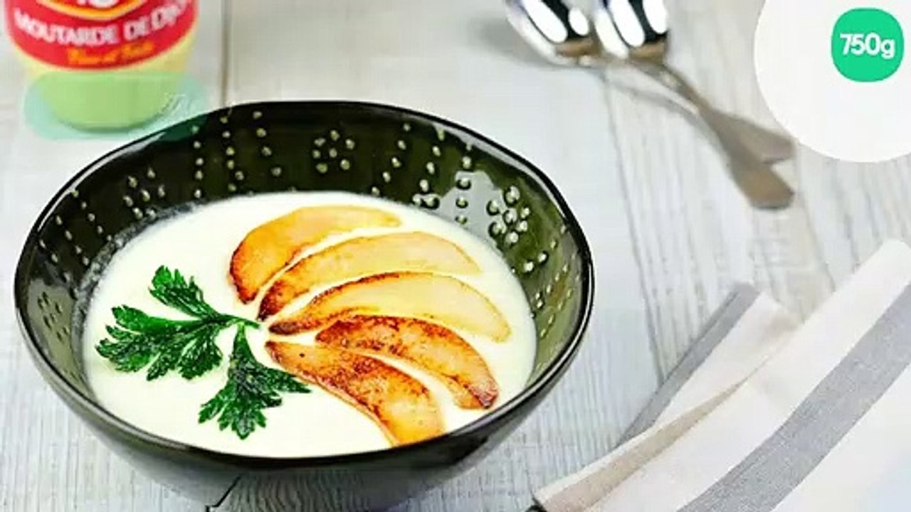 Velouté de céleri boule, poire et moutarde