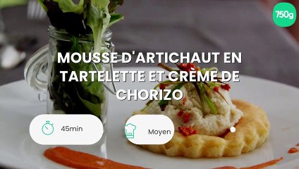 Mousse d'artichaut en tartelette et crème de chorizo
