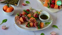 Brochettes de melon et jambon de Parme AOP