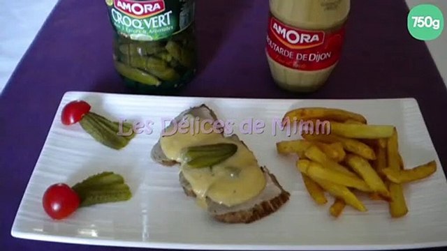 Filet mignon, sauce moutarde et cornichons