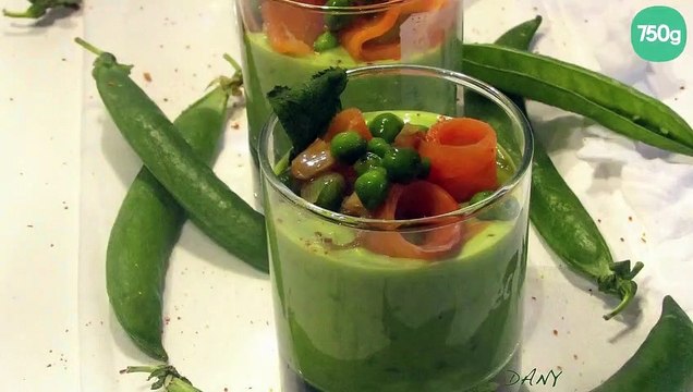 Crème de petits pois au saumon fumé