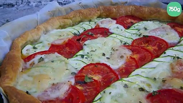 Tarte chorizo, courgettes, tomates et mozzarella