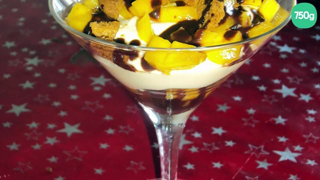 Verrine de mascarpone à la mangue,speculoos et chocolat