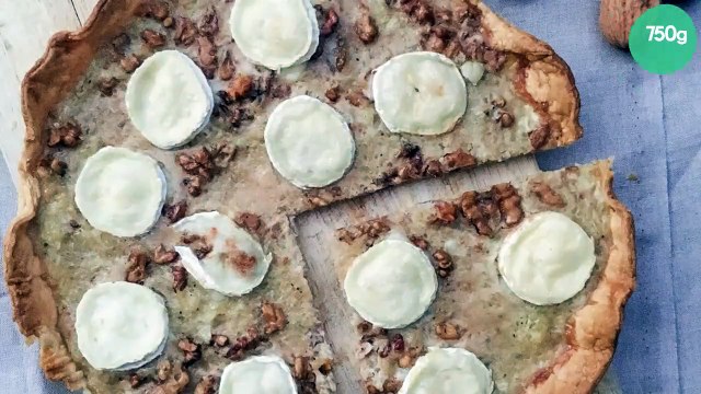 Tarte fromage de chèvre, miel et oignons