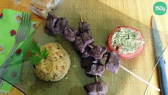 Brochettes de bœuf marinees au vin rouge