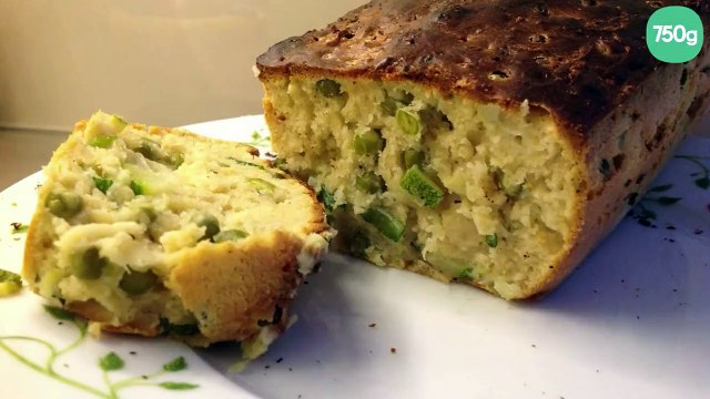 Cake aux courgettes et aux petits pois