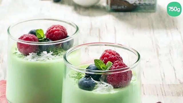 Panna cotta saveur coco et thé matcha