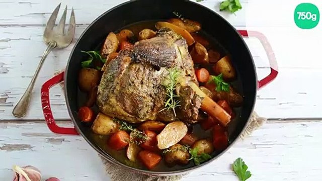 Gigot d'agneau aux légumes et à la bière