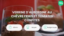 Verrine d'aubergine au chèvre frais et tomates confites