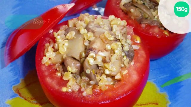 Tomates farcies au boulgour et champignons