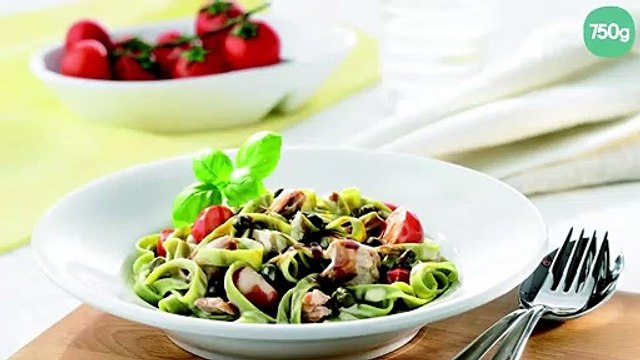 Tagliatelles au thon et tomates cerise avec Kikkoman Sauce Soja