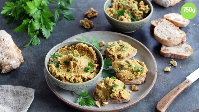 Rillettes végétariennes aux lentilles corail, Noix de Grenoble AOP et champignons