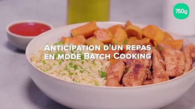 Patates douces rôties, poulet mariné, blé aux herbes fraîches