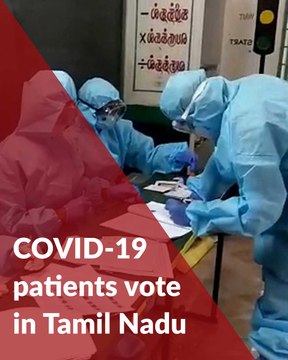 DMK MP Kanimozhi votes along with COVID-19 patients in Tamil Nadu