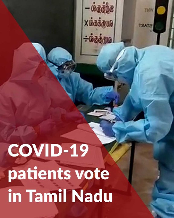 DMK MP Kanimozhi votes along with COVID-19 patients in Tamil Nadu