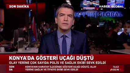 Konya'da gösteri uçağı düştü
