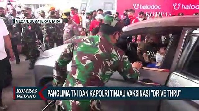 Panglima TNI dan Kapolri Tinjau Vaksinasi Corona Drive Thru di Medan