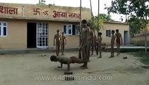 Warm up session for traditional Indian wrestlers