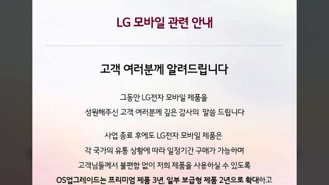 [기업] '모바일 철수' LG전자, 스마트폰 OS 업그레이드 최대 3년 지원 / YTN