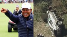 Tiger Woods hospitalized after serious car crash _ tiger woods suffers multiple  injuries in crash
