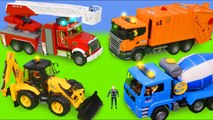 Garbage Trucks, Concrete Mixer, Fire Truck, Tractor, Police Cars & Excavator Toy Vehicles for Kids