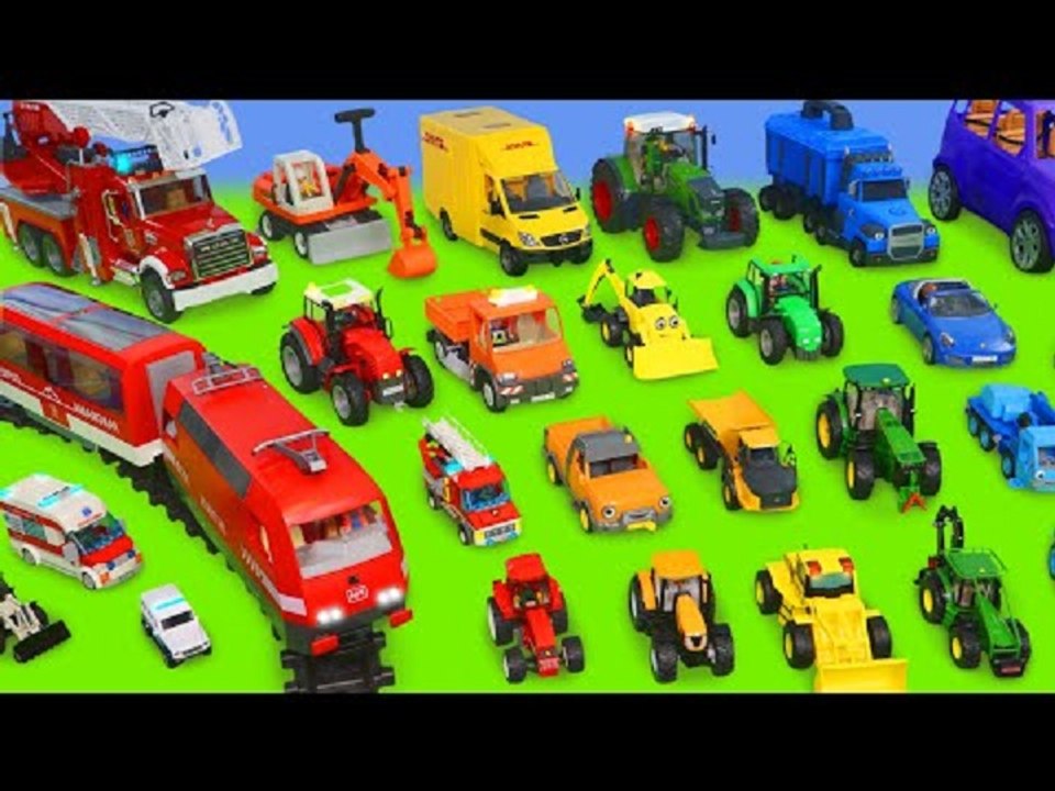 Concrete Mixer, Fire Truck, Tractor, Garbage Trucks, Cars & Trains - Toy Vehicles for Kids