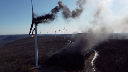 Wind turbine catches fire