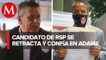 Candidato de RSP se retracta y muestra su apoyo a Alfredo Adame