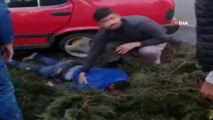 Hurdaya dönen araçtan sağ kurtuldu