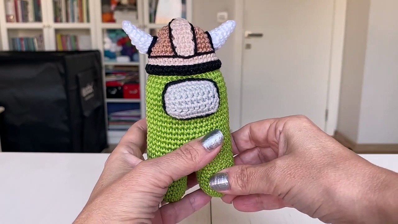 English Amigurumi Among Us Viking Helmet Hat
