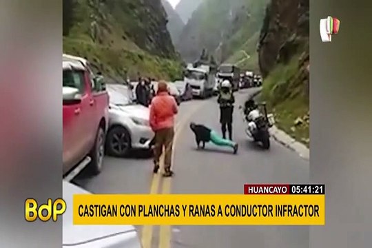 Huancayo: policía castigó a un conductor infractor obligándolo a realizar ejercicios físicos