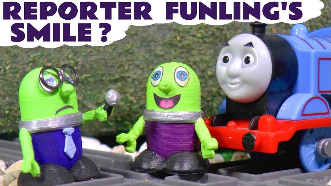 Funny Funlings Laughing Challenge with Reporter Funling and Thomas the Tank Engine in this Family Friendly Full Episode English Toy Story Video for Kids by Kid Friendly Family Channel Toy Trains 4U