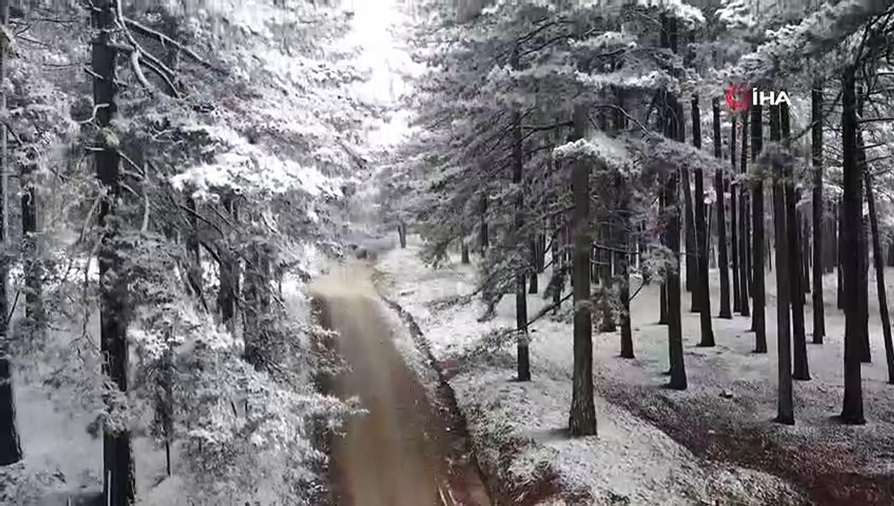 Kazdağları’nda Kar Manzaraları Havadan Görüntülendi