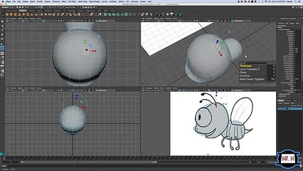 3D Model A Simple Cartoon Bee In Maya