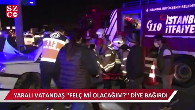 İstanbul’da feci kaza: Direğe ok gibi saplanan araçtan sağ çıktı