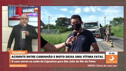 Acidente entre moto e caminhão que ocorreu na saída de Cajazeiras, deixa um homem morto