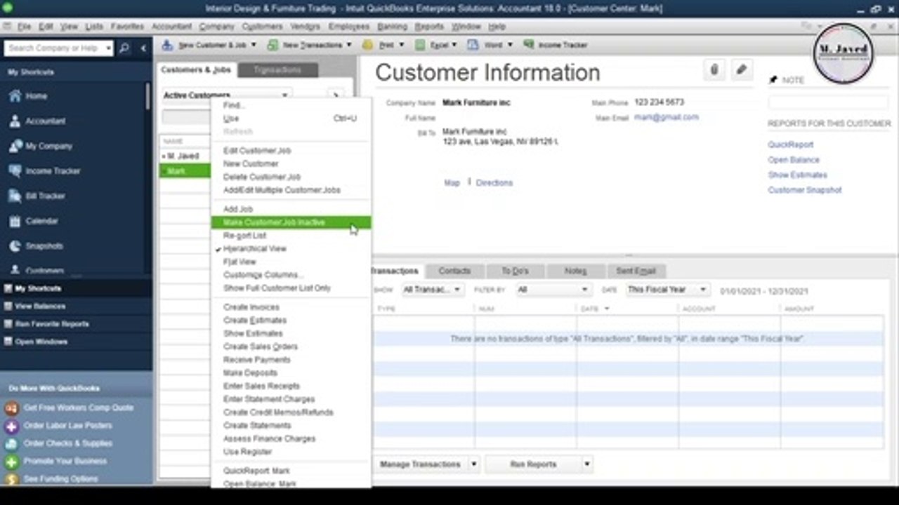 QuickBooks Desktop  Edit, Inactive, and Delete a Customer Profile