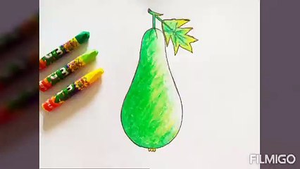 How To Draw Bottle Gourd. Easy Vegetable Drawing For Kids.