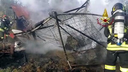 Coriano (RN) - Brucia un deposito agricolo a Pian della Pieve (09.04.21)