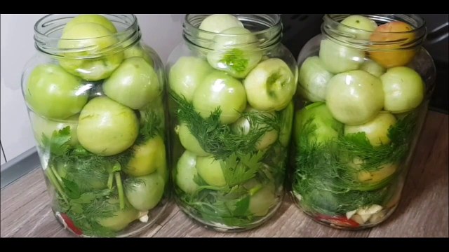 Маринованные хрустящие зеленые помидоры на зиму рецепт 1