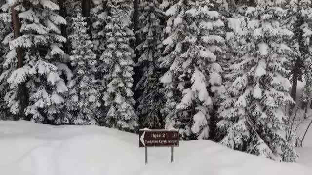 KASTAMONU - Ilgaz Dağı ve Yaralıgöz Geçidi'nde yoğun kar yağışı ulaşımı olumsuz etkiliyor